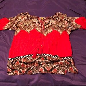 Beautiful bright red shirt. Sleeves are half